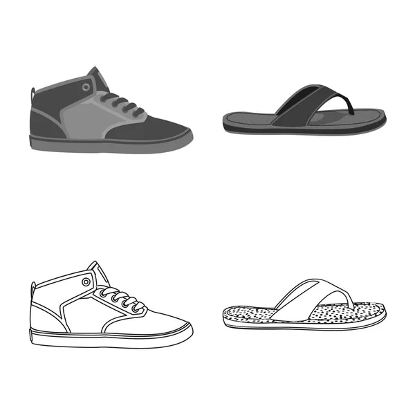 Isolierte Objekt von Schuhen und Schuhen Logo. Set von Schuh-und Fußstock-Symbol für Web. — Stockvektor