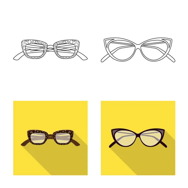 Illustration vectorielle des lunettes et du symbole du cadre. Ensemble de lunettes et icône vectorielle accessoire pour stock . — Image vectorielle