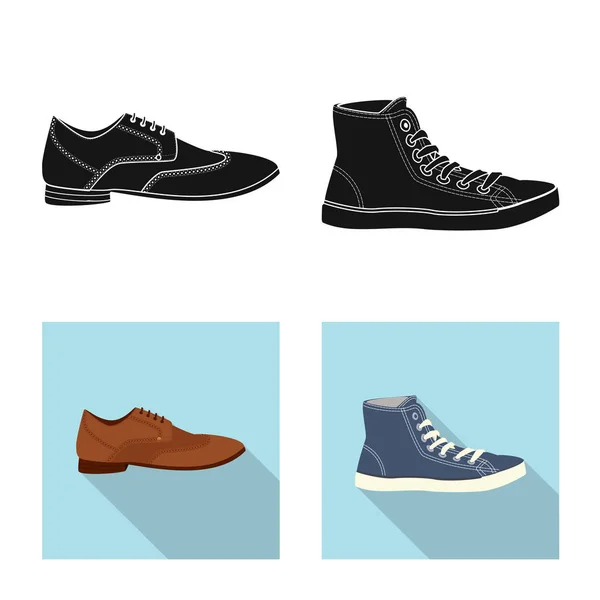 Isolierte Objekt von Schuhen und Schuhen Zeichen. Set von Schuh-und Fußstock-Symbol für Web. — Stockvektor