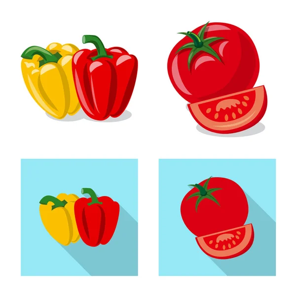 Diseño vectorial de icono de frutas y verduras. Conjunto de icono de vector vegetal y vegetariano para stock . — Archivo Imágenes Vectoriales