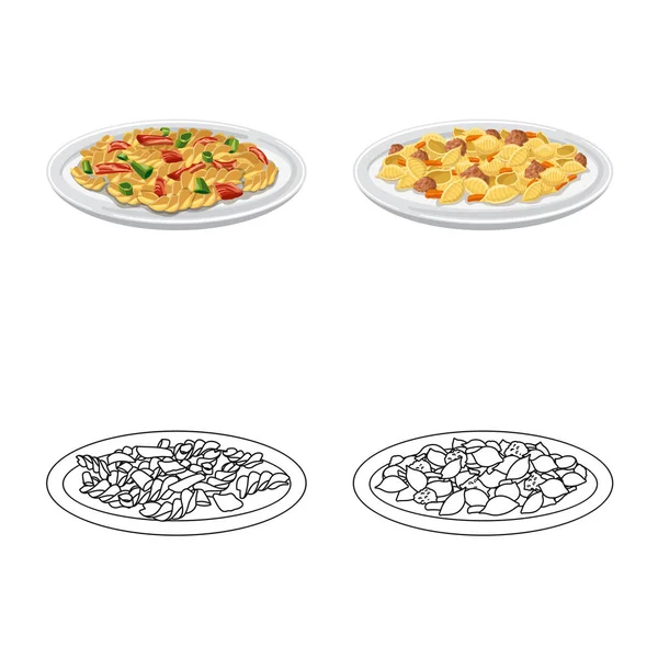 Objeto aislado de pasta y logotipo de carbohidratos. Set de pasta y macarrones para web . — Archivo Imágenes Vectoriales