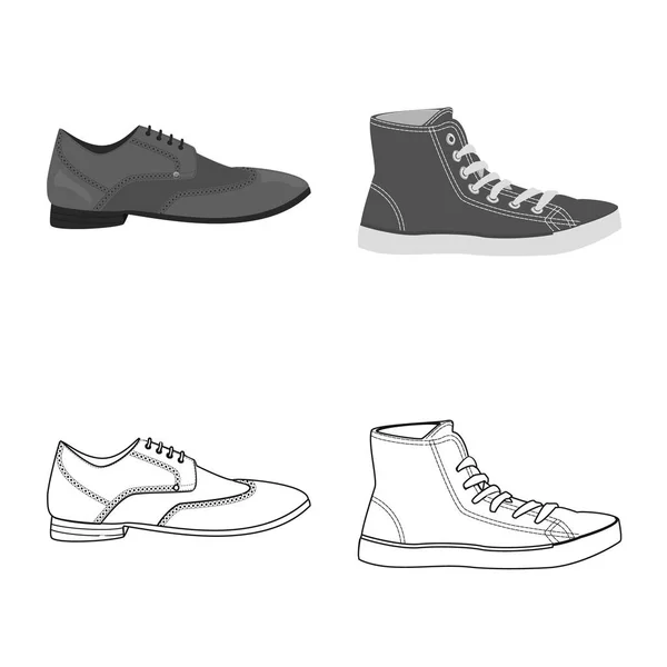Design vettoriale della scarpa e del logo delle calzature. Set di scarpe e piedi stock vettoriale illustrazione . — Vettoriale Stock