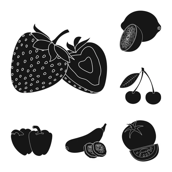 Objet isolé de légumes et fruits signe. Collection de légumes et de légumes symbole de stock pour la toile . — Image vectorielle