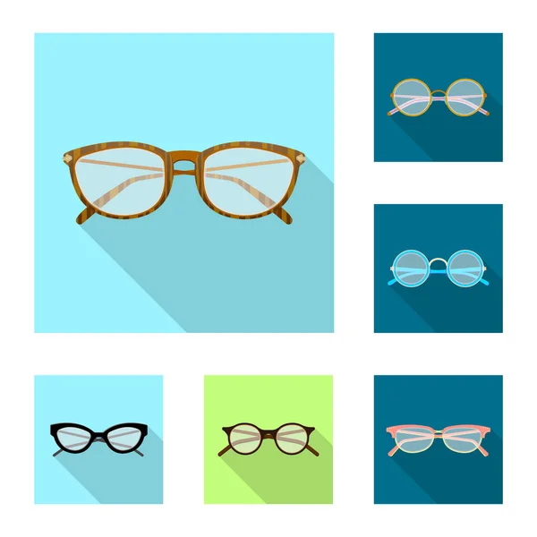 Gözlük ve çerçeve simge vektör Illustration. Gözlük ve hisse senedi için aksesuar vektör ikon koleksiyonu. — Stok Vektör