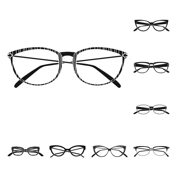 Ilustração vetorial de óculos e quadro sinal. Conjunto de óculos e ícone de vetor acessório para estoque . — Vetor de Stock