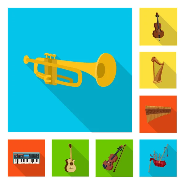 Objeto aislado de música y sintonía. Conjunto de música y herramienta de stock símbolo para la web . — Vector de stock