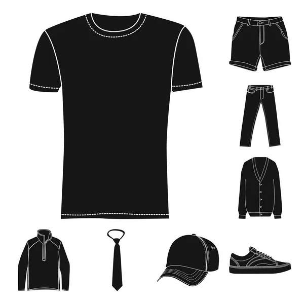 Vectorillustratie van mens en kleding pictogram. Instellen van de mens en het dragen van voorraad vectorillustratie. — Stockvector