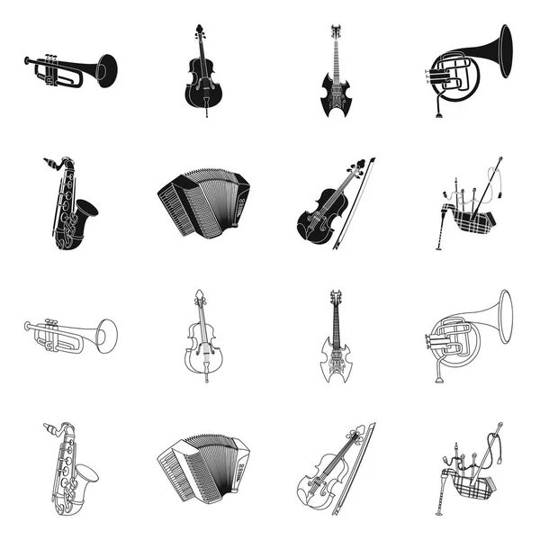 Isolerade objekt av musik och tune-ikonen. Uppsättning av musik och verktyget vektor ikonen för lager. — Stock vektor