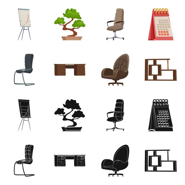 Векторный дизайн мебели и рабочего знака. Набор мебели и символ домашнего запаса для интернета . — стоковый вектор