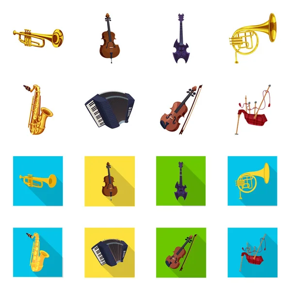 Vectorillustratie van muziek en melodie pictogram. Collectie van muziek en instrument aandelensymbool voor web. — Stockvector