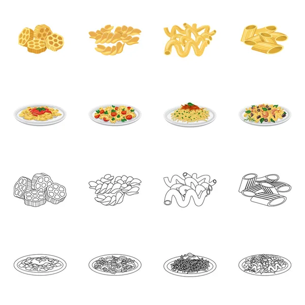Векторный дизайн пасты и логотипа углеводов. Набор векторных иконок для макарон и макарон на складе . — стоковый вектор