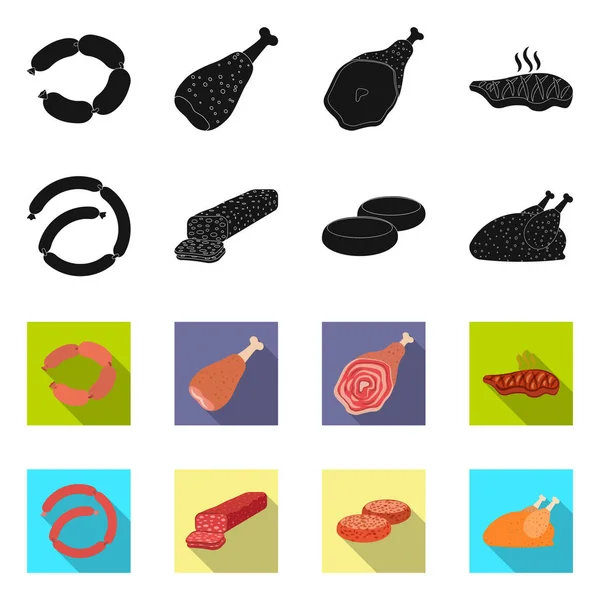 Ilustración vectorial del logotipo de carne y jamón. Colección de carne y cocina icono vectorial para stock . — Vector de stock