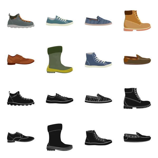 Progettazione vettoriale di scarpe e calzature segno. Collezione di scarpe e icona vettoriale del piede per magazzino . — Vettoriale Stock