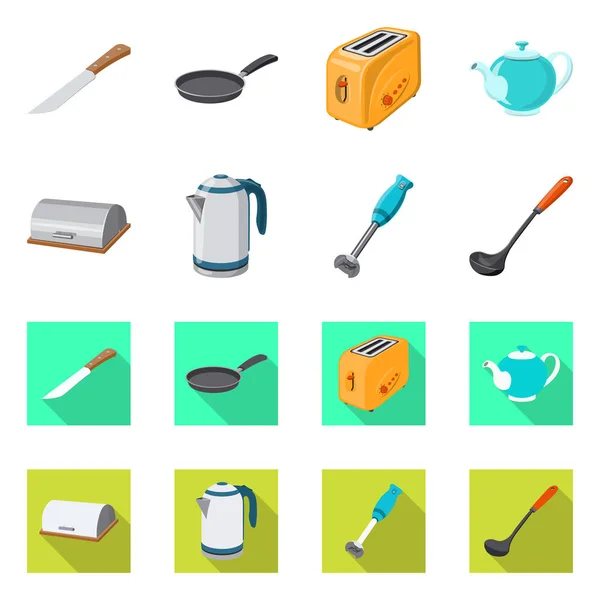 Isolé objet de cuisine et cuisinier logo. Collection d'illustration vectorielle de stock de cuisine et d'appareils . — Image vectorielle