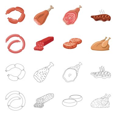 İşareti et ve ham izole nesne. Et ve hisse senedi simgesi web için pişirme.