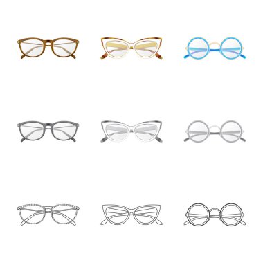 Gözlük illüstrasyon vektör ve işareti çerçeve. Gözlük ve web için aksesuar hisse senedi simgesi.