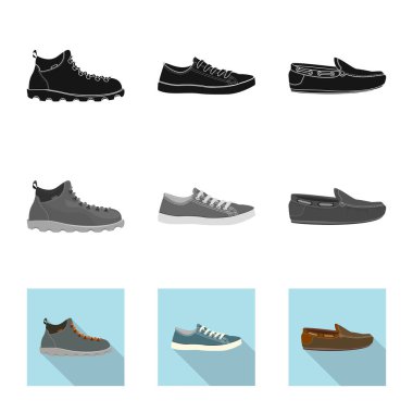 Ayakkabı ve ayakkabı simge vektör Illustration. Ayakkabı ve ayak hisse senedi vektör çizim topluluğu.