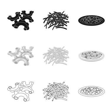 Makarna ve karbonhidrat simge vektör Illustration. Makarna ve makarna koleksiyonu vektör hisse senedi simgesi.