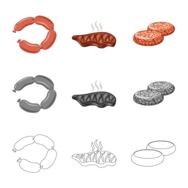 Et ve jambon simge vektör Illustration. Et ve hisse senedi vektör çizim pişirme.