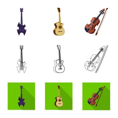 Müzik ve şarkı simge vektör tasarımı. Hisse senedi için müzik ve araç vektör simge kümesi.