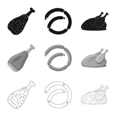 Eti ve jambon logo vektör tasarımı. Et ve hisse senedi için pişirme vektör ikon koleksiyonu.