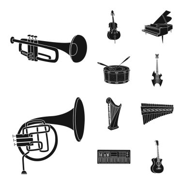 Müzik ve şarkı simgesi yalıtılmış nesne. Müzik ve aracı hisse senedi vektör çizim seti.