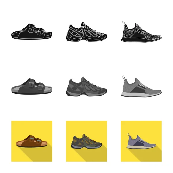 Diseño vectorial de zapato y calzado icono. Set de zapato y pie vector icono para stock . — Vector de stock