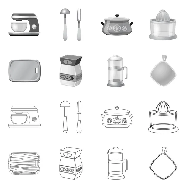 Illustration vectorielle de la cuisine et signe de cuisson. Ensemble d'illustration vectorielle de stock de cuisine et d'appareil . — Image vectorielle