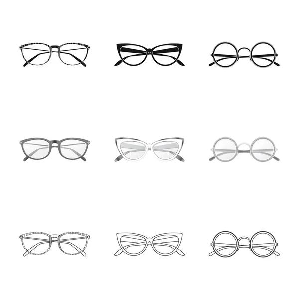 Objet isolé de lunettes et icône de cadre. Jeu de lunettes et accessoire stock symbole pour web . — Image vectorielle