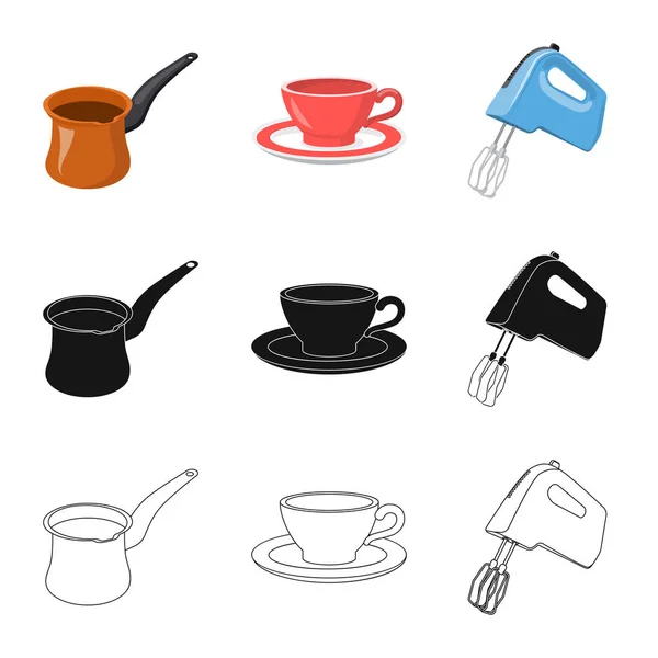 Illustrazione vettoriale della cucina e icona cuoco. Set di illustrazione vettoriale cucina ed elettrodomestici . — Vettoriale Stock