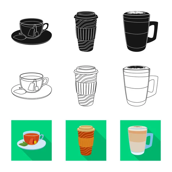 Illustrazione vettoriale del simbolo della bevanda e del bar. Set di icone vettoriali per bevande e feste per magazzino . — Vettoriale Stock