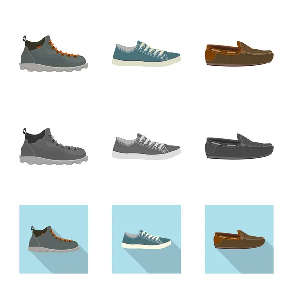Ilustração vetorial do ícone sapato e calçado. Coleção de sapato e ícone de vetor de pé para estoque . —  Vetores de Stock