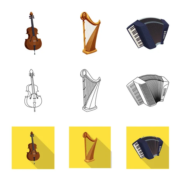 Vektorové ilustrace hudby a melodie loga. Sada nástroj a hudební burzovní symbol pro web. — Stockový vektor