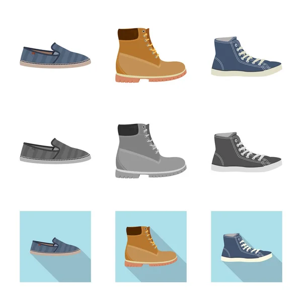 Illustration vectorielle du symbole chaussure et chaussures. Ensemble d'illustration vectorielle de chaussure et de pied . — Image vectorielle