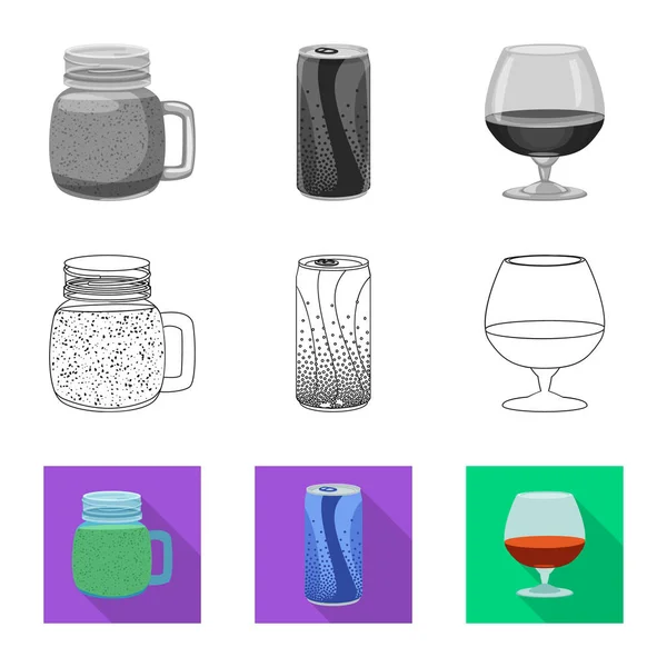Vektorillustration av dryck och bar symbol. Samling av dryck och part vektor ikon för lager. — Stock vektor