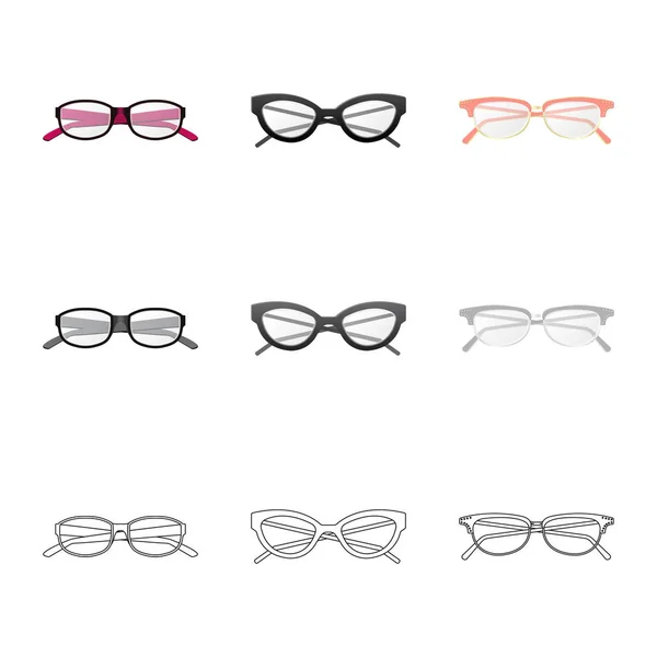 Objet isolé de lunettes et de monture signe. Jeu de lunettes et accessoire stock symbole pour web . — Image vectorielle