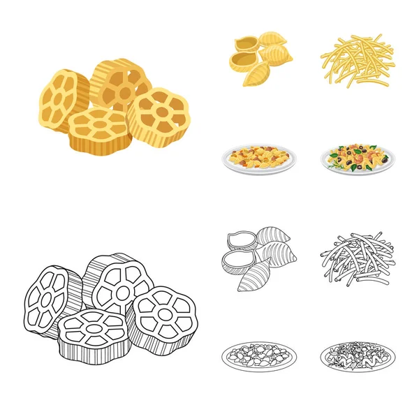 Design vettoriale della pasta e del simbolo dei carboidrati. Collezione di pasta e maccheroni stock symbol per il web . — Vettoriale Stock