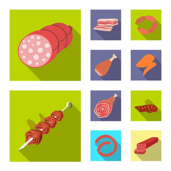 Projeto vetorial de logotipo de carne e presunto. Coleta de carne e cozimento símbolo de estoque de web . — Vetor de Stock