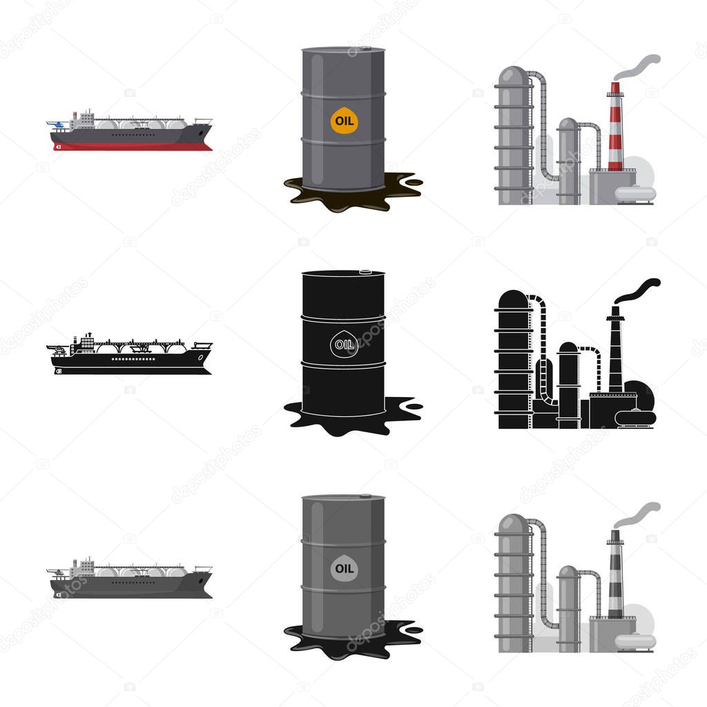 Vector design of oil and gas symbol. Collection of oil and petrol vector icon for stock.