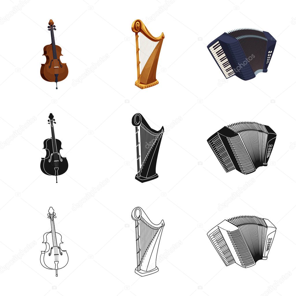 Vector design of music and tune icon. Collection of music and tool stock vector illustration.