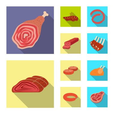 Eti ve jambon simgesi yalıtılmış nesne. Et ve hisse senedi simgesi web için pişirme.