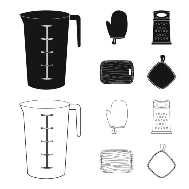 Mutfak ve yemek logosu yalıtılmış nesne. Mutfak ve cihaz hisse senedi vektör çizim seti.