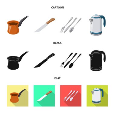 Mutfak ve yemek logo vektör Illustration. Web için mutfak ve cihaz hisse senedi simgesi kümesi.