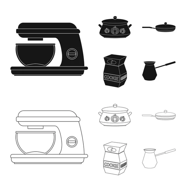 Vector ontwerp van de keuken en cook pictogram. Set van keuken- en apparatenbouw vector pictogram voor voorraad. — Stockvector