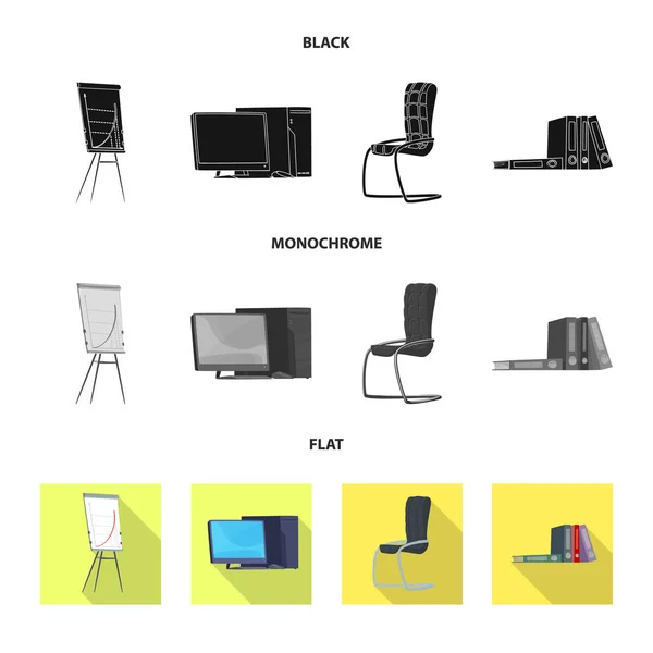 Vektorillustration av ikonen möbler och arbete. Uppsättning av möbler och hem vektor ikon för lager. — Stock vektor