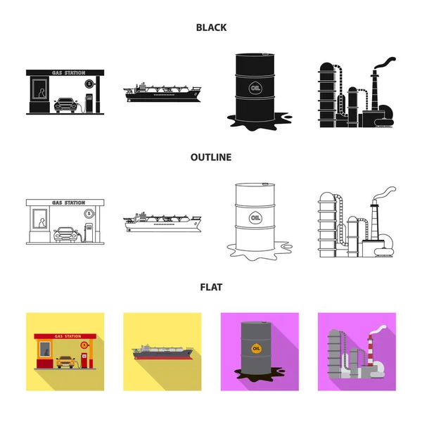 Vector Illustration Oil Gas Sign Set Oil Petrol Vector Icon — Stock Vector