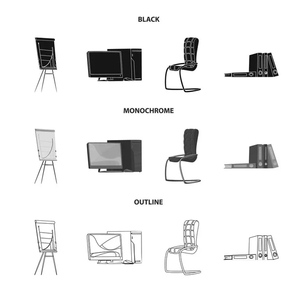 Illustration vectorielle des meubles et du logo du travail. Ensemble de meubles et icône vectorielle maison pour stock . — Image vectorielle