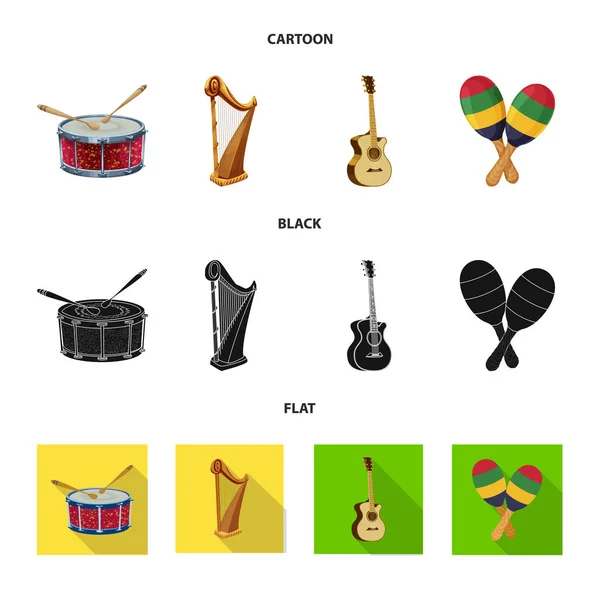 Ilustración vectorial de música y sintonía. Colección de música y herramienta de stock símbolo para la web . — Vector de stock