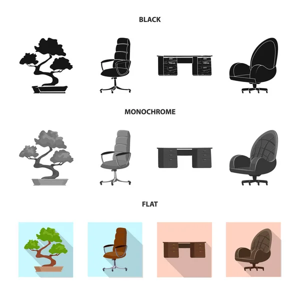 Izolovaný objekt nábytku a práce symbolu. Kolekce nábytku a domácí akcií vektorové ilustrace. — Stockový vektor