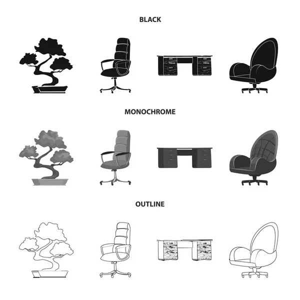Objet isolé de mobilier et signe de travail. Collection de meubles et de la maison stock symbole pour le web . — Image vectorielle